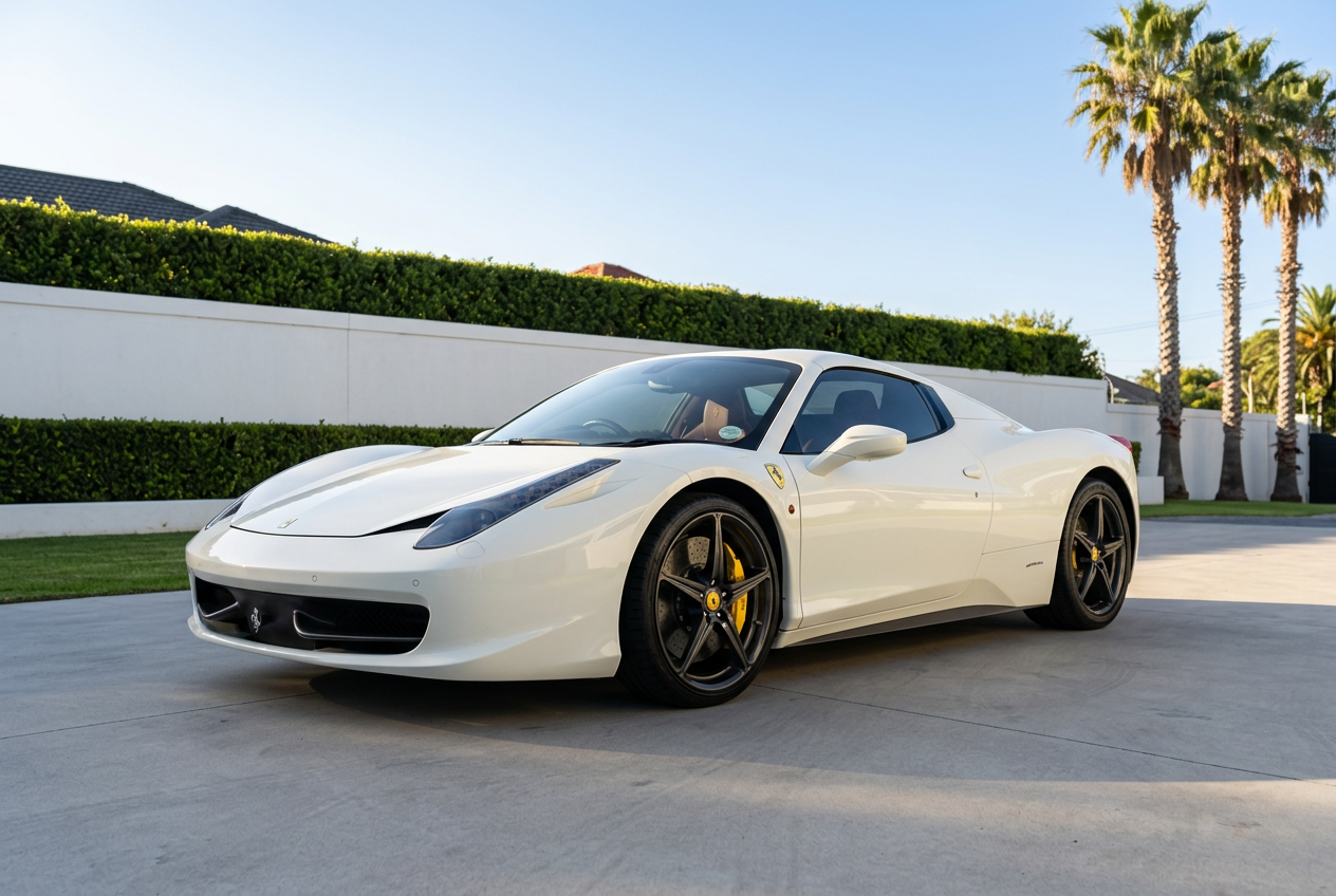 Ferrari 458 Spider outside a luxury residence