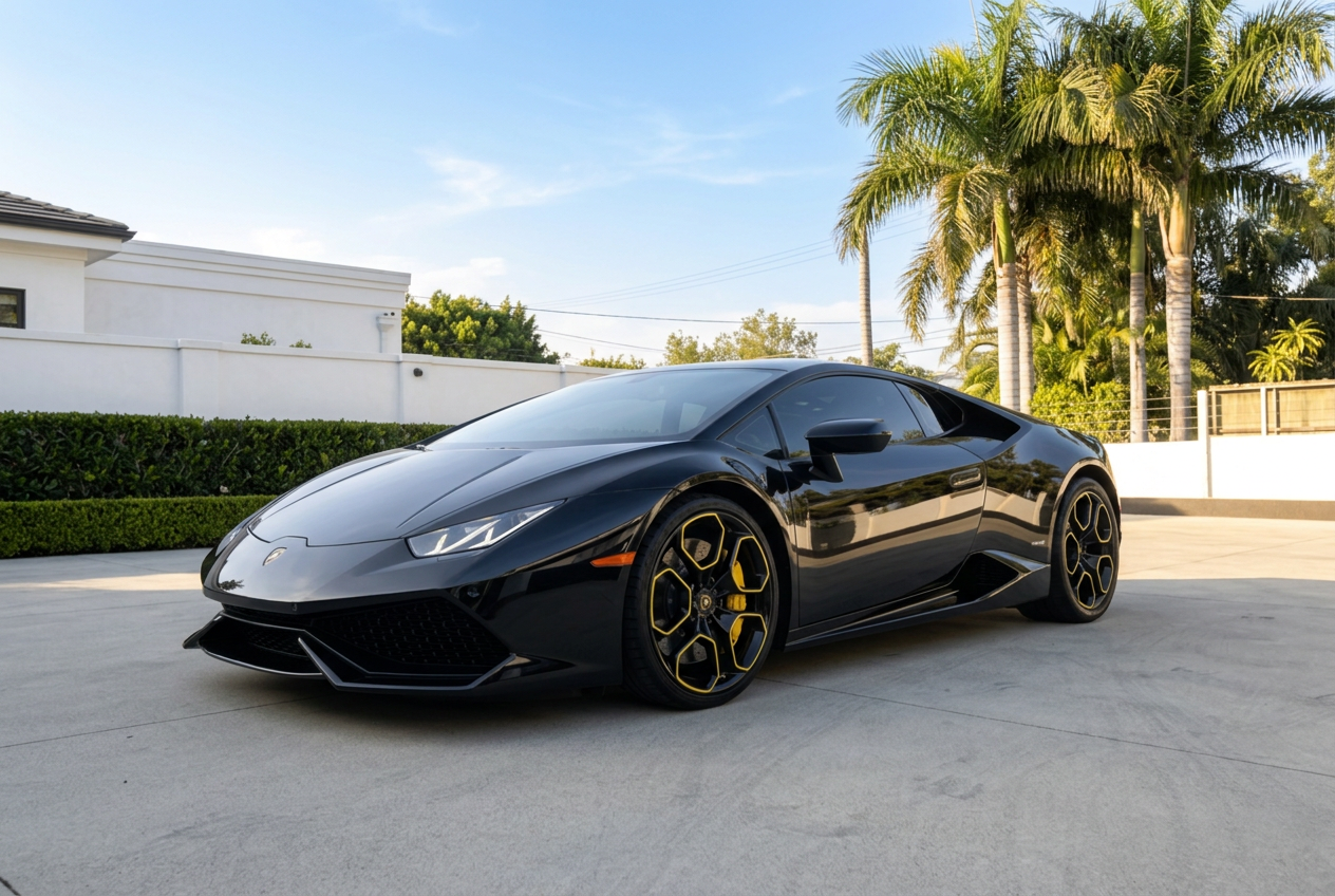 Lamborghini Huracán outside a luxury residence
